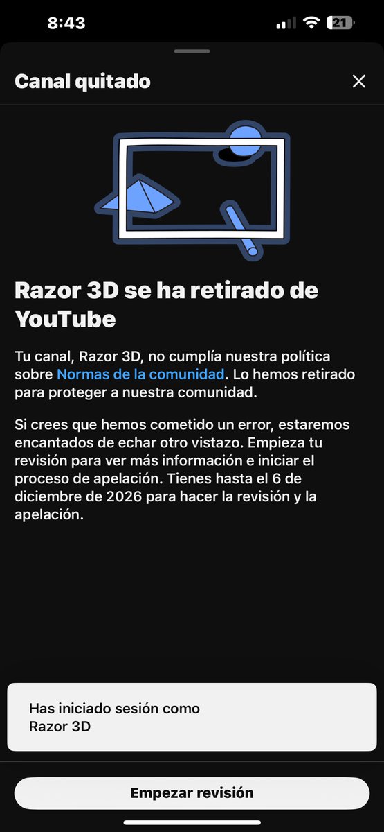 RubnCuadra28003's tweet photo. @YouTube @TeamYouTube 4 more channel deleted.. Thanks YouTube, You are destroying everything for no reason or motive. https://t.co/goIIm2aIFt