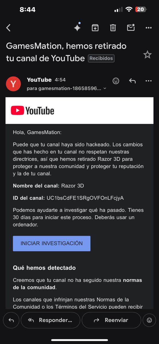 RubnCuadra28003's tweet photo. @YouTube @TeamYouTube 4 more channel deleted.. Thanks YouTube, You are destroying everything for no reason or motive. https://t.co/goIIm2aIFt
