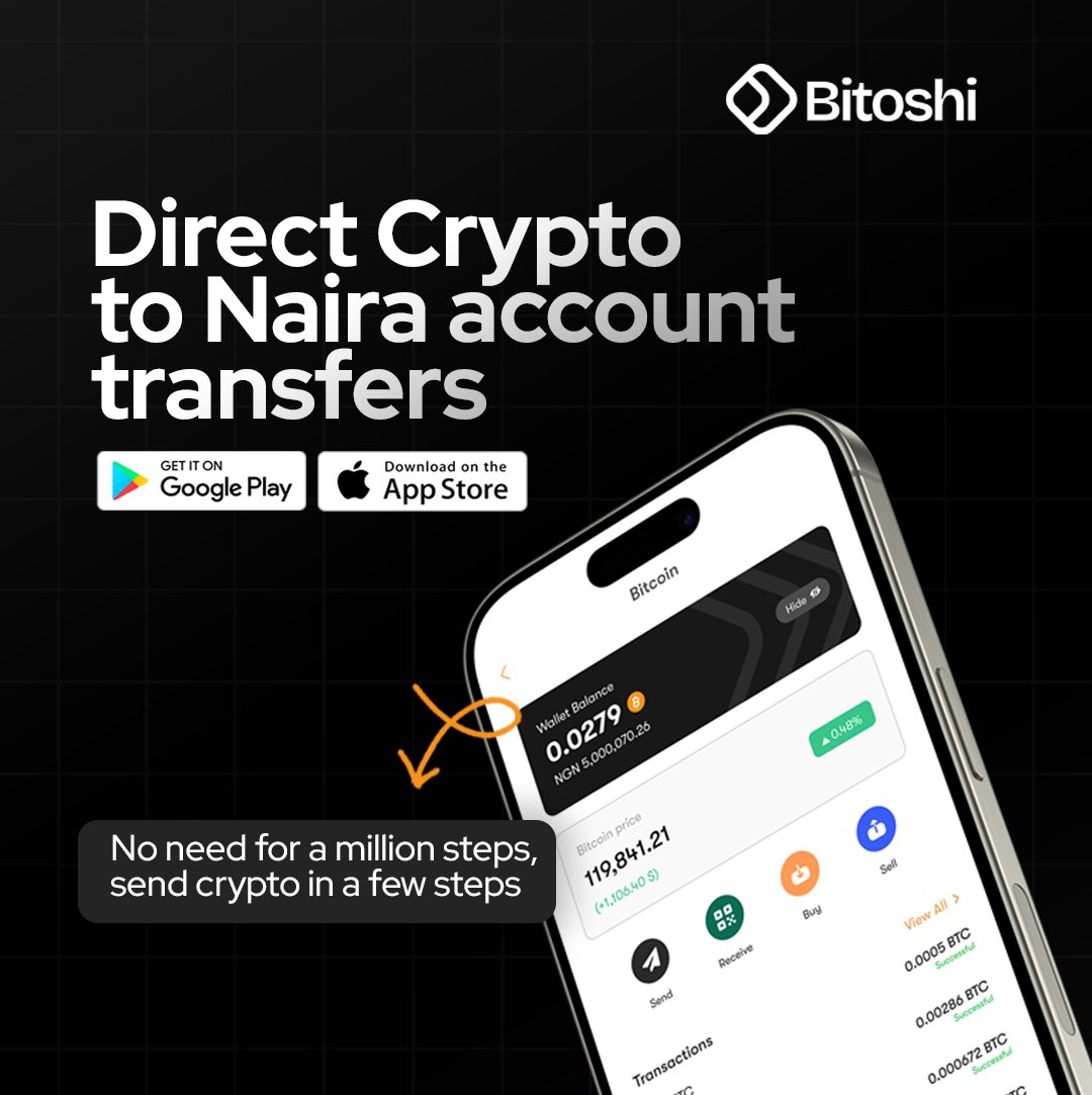 Bitoshiafrica's tweet image. No more long processes to transfer/convert your crypto to naira.

Do it directly in seconds on the Bitoshi app - fast, easy and seamless!🥳

Download Bitoshi and sign up today!🖤

Bitoshi, your easy way to cryptocurrencies.

#bitoshi #cryptopayments #cryptotransactions