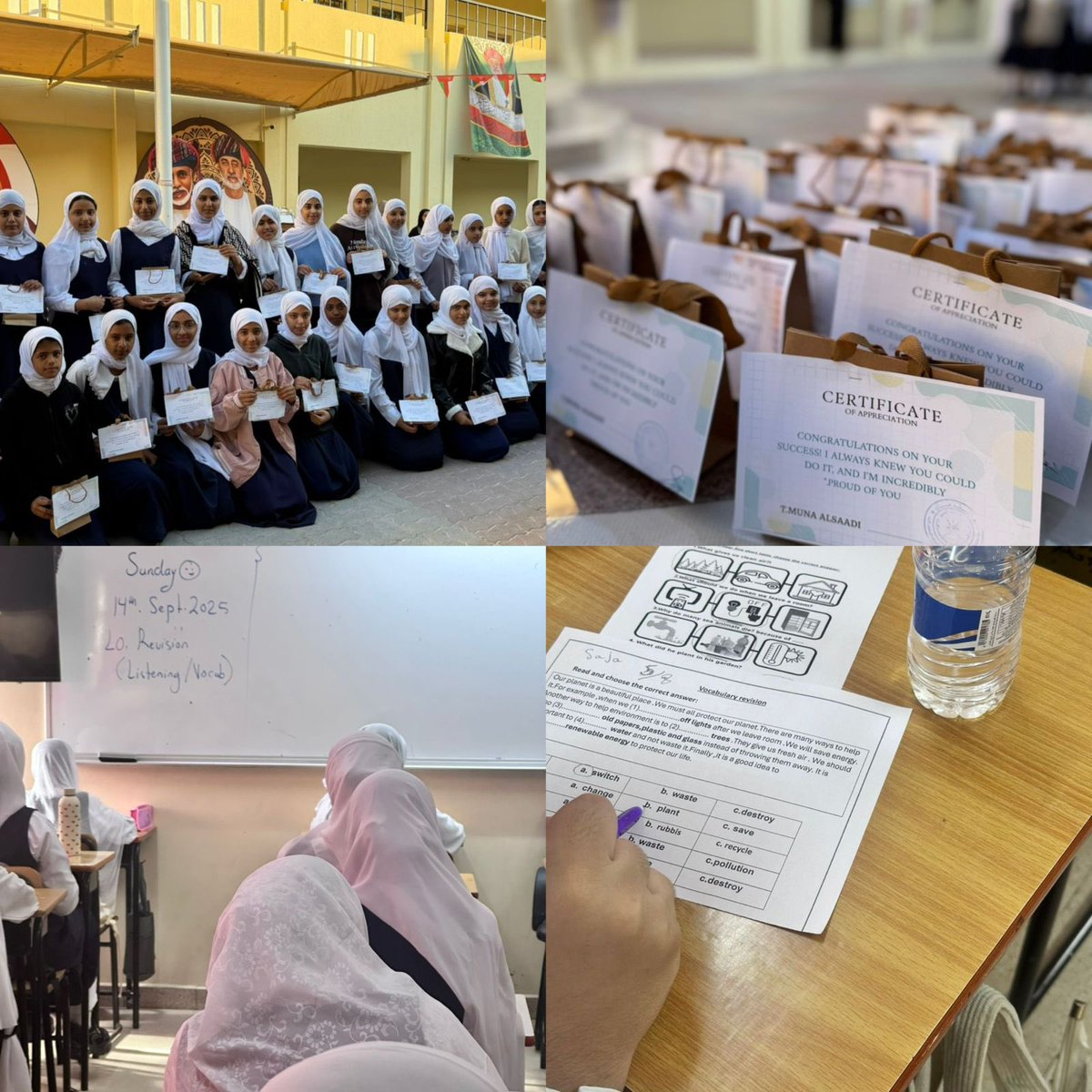 بهدف تنميه مهاره الطالبات في المفردات اللغويه نظمت معلمات اللغه الانجليزيه للصفين السابع والثامن مبادرة
vocabulary voyage ✨
والتي تضمنت اربع مراحل تاهلت فيها مجموعه من الطالبات وتم تكريمهن من قبل المعلمات تكريما لتميزهن في المبادرة
#تعلم_مستدام 
#إدارة_التربية_والتعليم_بجعلان
