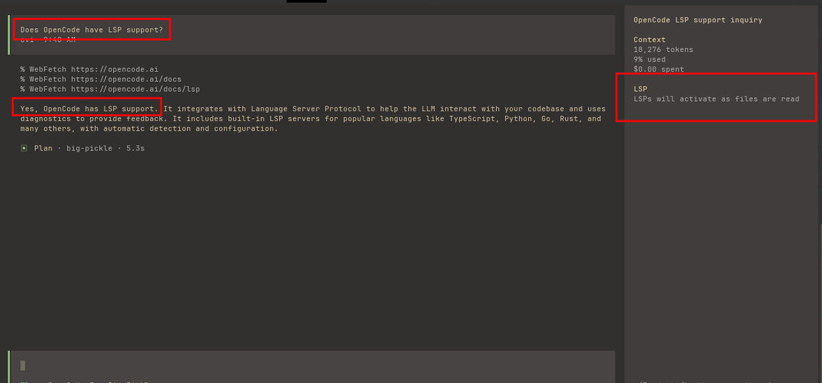 So, there's a pretty popular guy on YouTube who claims in a recent video that he "does not use CLI AI tools because none of them have LSP support". Meanwhile <a href="/opencode/">OpenCode</a> since literally DAY ONE...