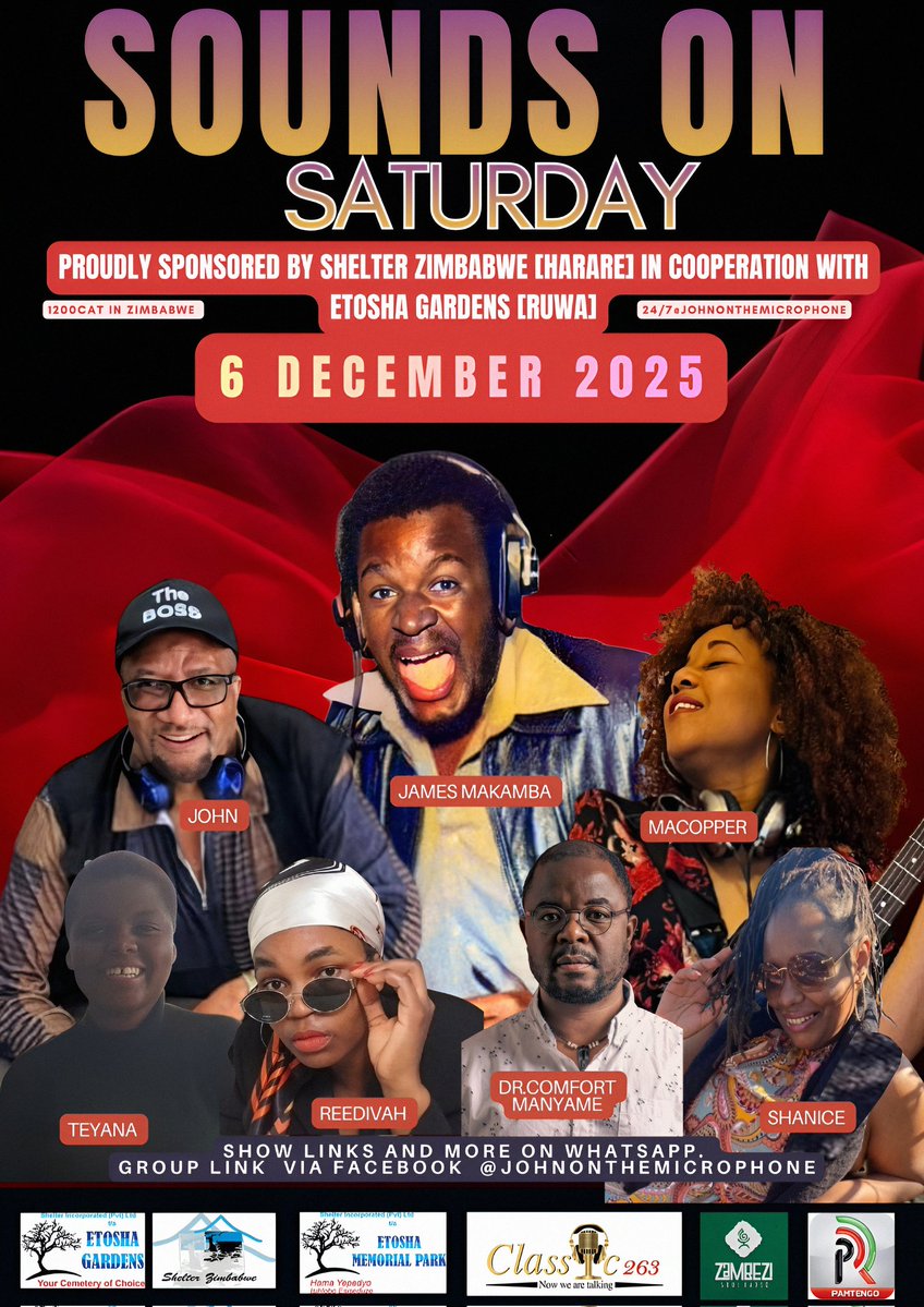 Today , Sounds On Saturday, the soundtrack to your lives that plays the soundtracks of your lives also brings you good company and great prizes. Take star performer and legend broadcaster JCJ MAKAMBA
shelter.co.zw
etoshagardens.co.zw
@shelter_zim
Etosha Gardens