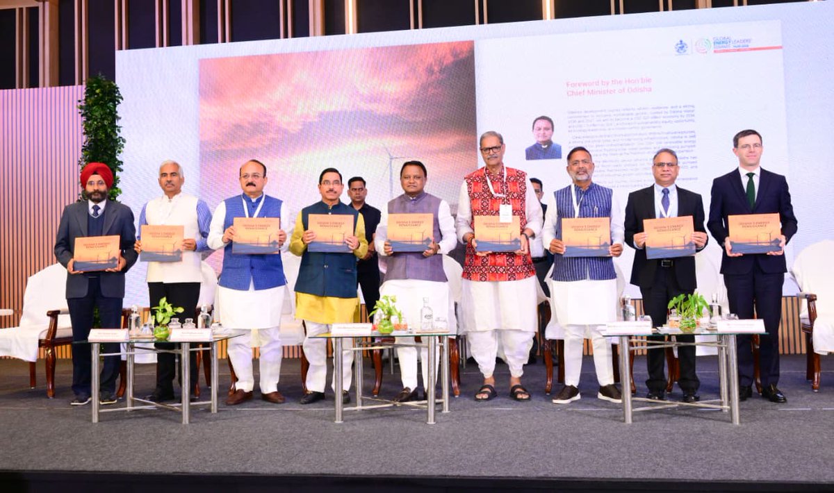 EnergyOdisha's tweet photo. The Global Energy Leaders' Summit was inaugurated by Hon'ble CM Shri @MohanMOdisha in Puri. 

The event was attended by Hon'ble Minister of New and Renewable Energy Shri @JoshiPralhad, Hon'ble Minister of Power Government of NCT of Delhi Shri @ashishsood_bjp, Hon'ble Deputy CM Shri @KVSinghDeo1, Hon'ble Minister of State (Power) Government of Rajasthan, Shri @hlnagar, along with Chief Secretary Shri Manoj Ahuja and Principal Secretary Shri @vishaldevk. 

#GELS2025atPuri
#OdishaHostsGELS2025
#GELS2025 #GELSIndia2025 #OdishaEnergy #EnergyLeadership #RenewableEnergy #GlobalEnergySummit #BalancedInnovation #RenewableIndia2025 #SufficientEnergyFuture #EnergyForTomorrow #PoweringBalance #Odisha2025Summit #SustainableAndSufficient
@mnreindia @MinOfPower