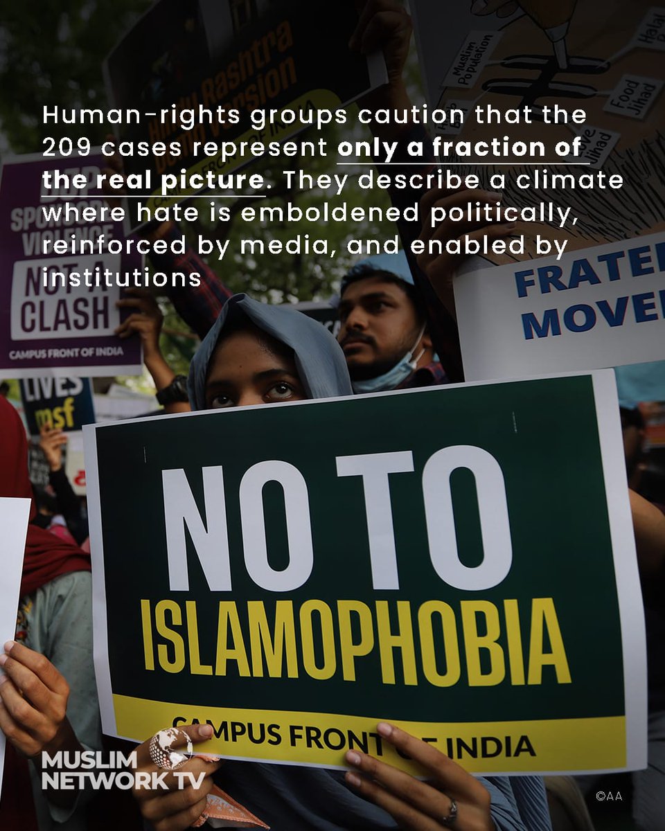MuslimNetworkTV's tweet photo. From hate speech to attacks on mosques, India recorded 209 hate-crime incidents in November. Rights groups warn: this is not an anomaly, it’s a pattern.

https://t.co/bFVY8kbiTN https://t.co/bSbaQs3fqN