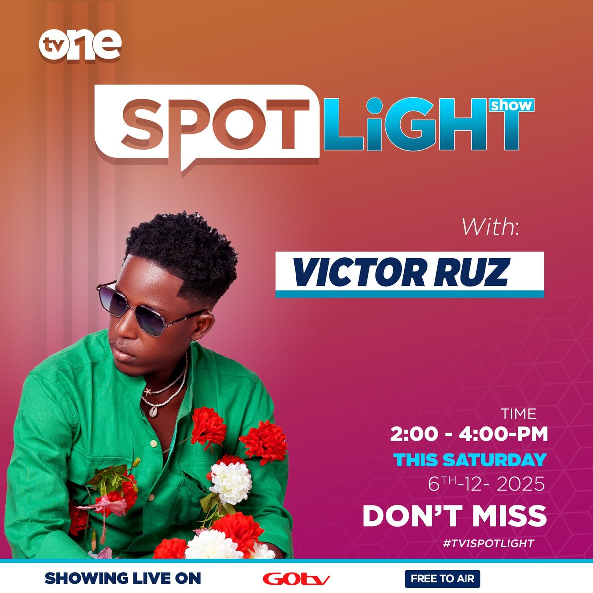 Tv1uganda's tweet photo. DON'T MISS: #SpotLightShow
Victor Ruz and Caspian Marvin will be live with us today at 2PM
#TV1Updates https://t.co/YvhzNwBfDr
