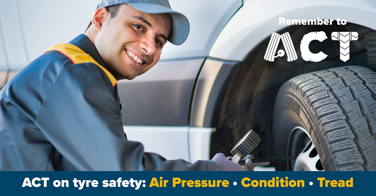 Tyresafe's tweet image. Fleet safety starts with tyre safety. Regular checks prevent breakdowns, reduce costs, and protect drivers. Air, Condition, Tread — three simple checks that keep your business moving safely. tyresafe.org/campaigns/flee… #FleetSafety #TyreChecks #ACT #CheckTyres