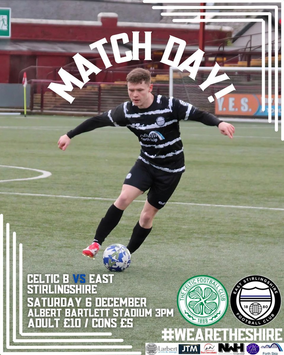 ⚽ I 𝗜𝗧'𝗦 𝗦𝗛𝗜𝗥𝗘 𝗗𝗔𝗬!

Away in Airdrie

🏆 <a href="/OfficialSLFL/">The Park’s Motor Group Scottish Lowland League</a>
🆚 <a href="/CelticFCB/">Celtic FC B</a>
🏟️ Albert Bartlett Stadium, ML6 8QZ
🕒 3PM
🎟️ £10 / £5

Tickets on Fanbase:
app.fanbaseclub.com/Fan/Tickets/Se…

#WeAreTheShire