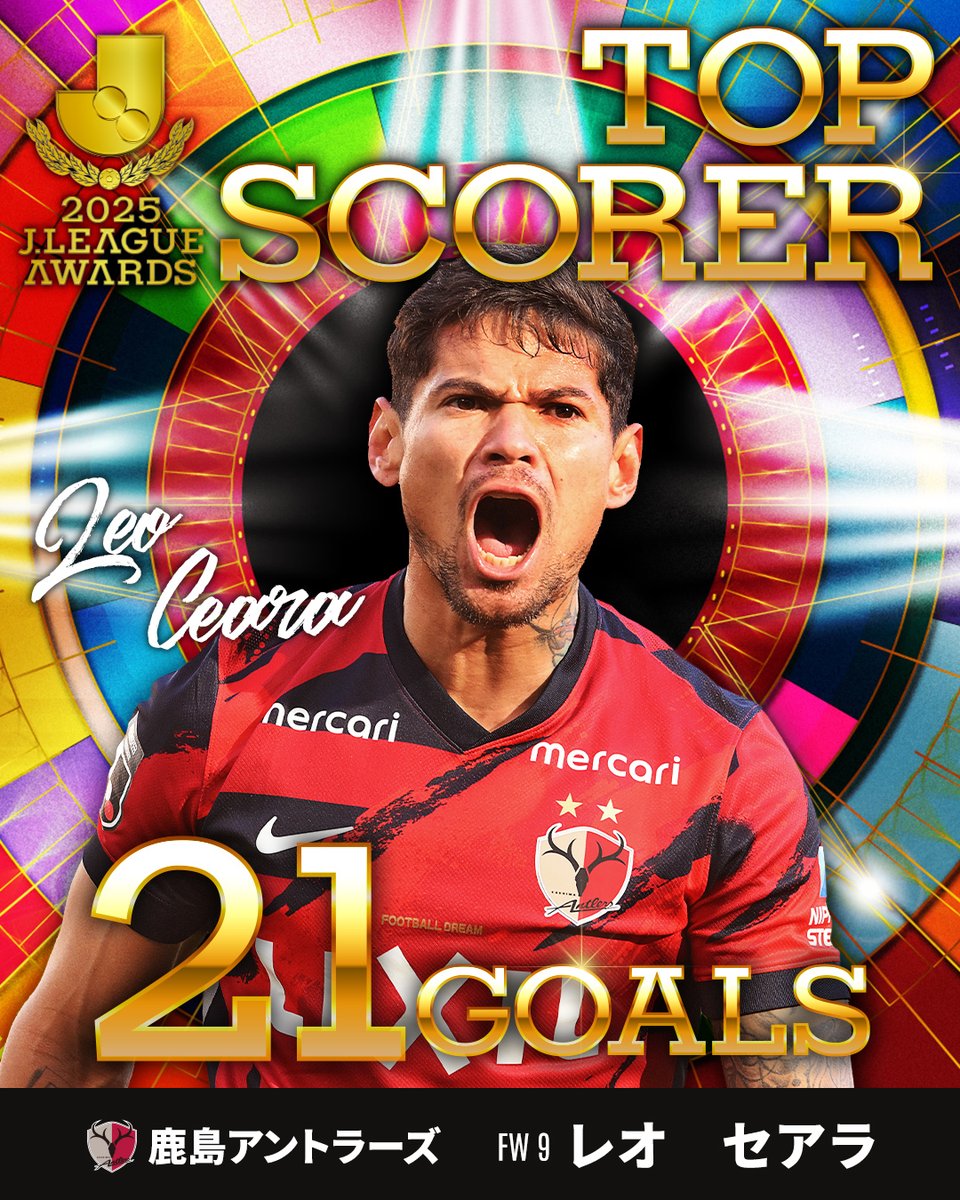2025明治安田J1リーグ 得点王👑 21 GOALS レオ セアラ（鹿島