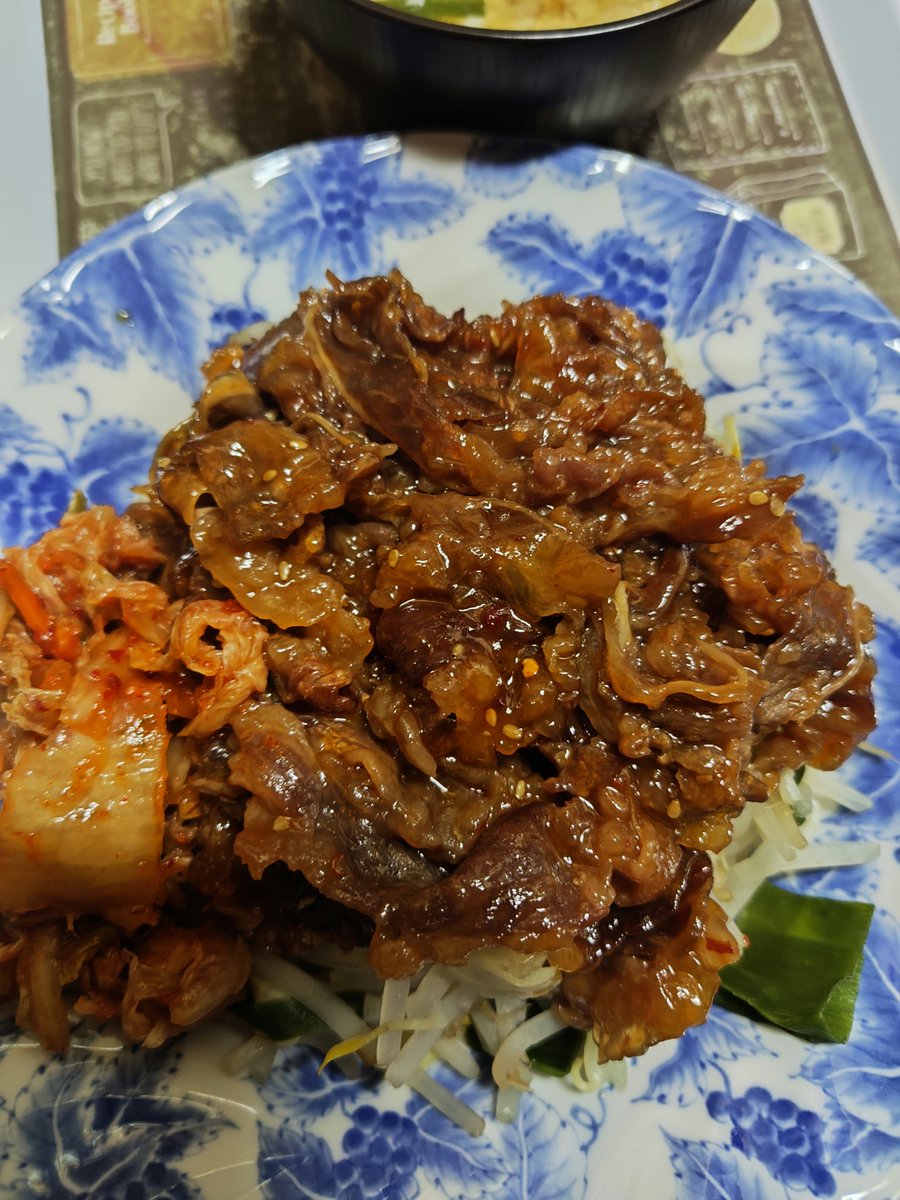 1Matake's tweet image. 肉が食いたくて作ったプルコギ定食✨