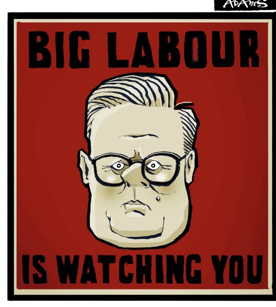The cartoon in today’s Telegraph is brutal. The future is Starmer’s all-seeing nanny state. Quite the rebrand from Labour as defender of civil liberties, right?