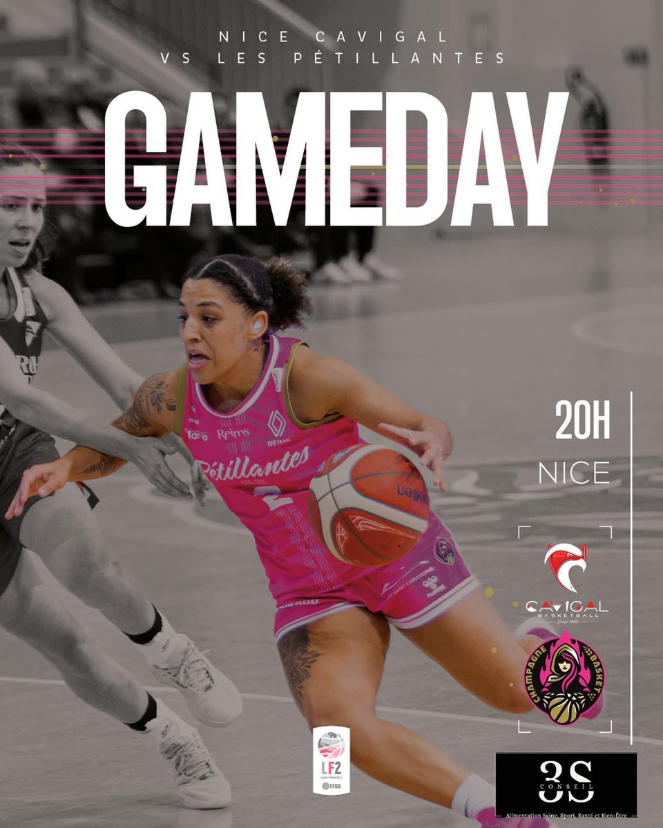 JOUR DE MATCH ⚔️ CHAMPIONNAT LF2

🤝Journée 10

Les #Pétillantes sont en déplacement à Nice 

🆚 Nice Cavigal 
⌚️ 20h00
📍 Nice 
🎥 YouTube

#cbf #reims #basketféminin #lespétillantes