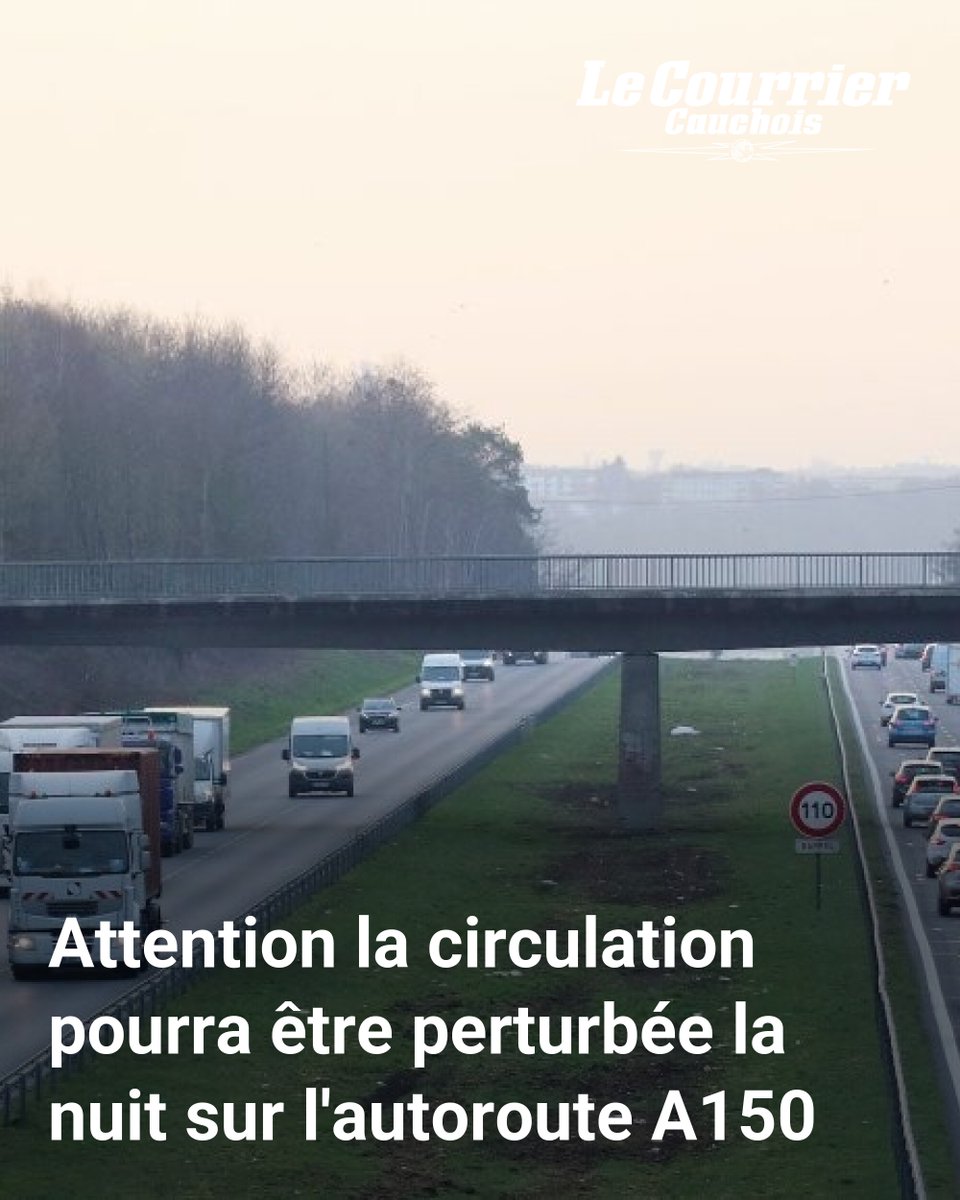 Attention, la circulation sera perturbée la nuit sur l'autoroute A150 entre Barentin et Rouen, avec des fermetures de voie à partir du 8 décembre.
➡️ l.lecourriercauchois.fr/wD3