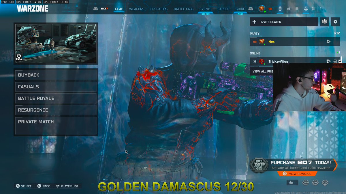 WARZONE APOCALYPSE CAMO GRIND
GOLDEN DAMASCUS: 12/30
twitch.tv/OiHex