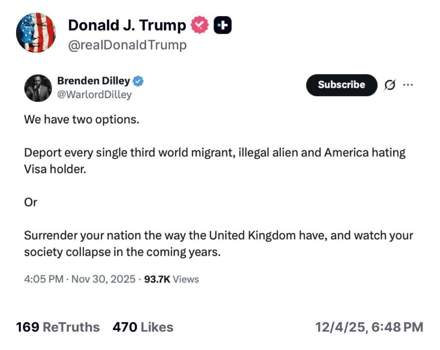 MrsBr0wn_82's tweet photo. @realDonaldTrump
It wasn’t just Labour.
The Tories spent 14 years opening the floodgates on purpose.
Mass immigration, record taxes, net-zero madness, grooming gangs ignored they broke Britain deliberately.
President Trump sees exactly what they did to us.
The “Special Relationship”? Dead and buried.
Time to choose:
Deport or collapse.
There is no third option.
#BritainIsBroken
#MassDeportationsNow
#TrumpWasRight
#Remigration
#StarmerOut
#TwoTierKier