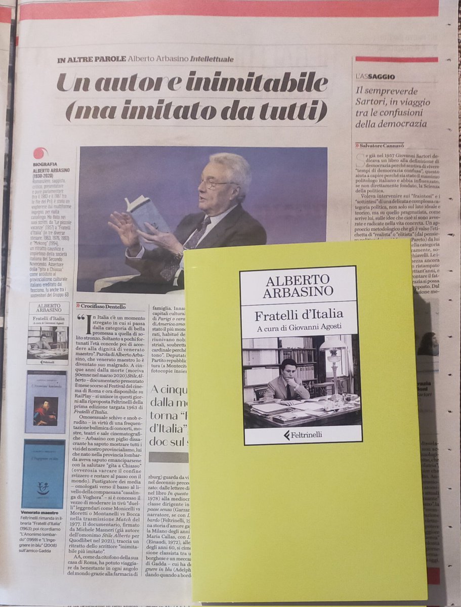 Sul Fatto oggi in edicola un mio breve ritratto di Alberto Arbasino.
