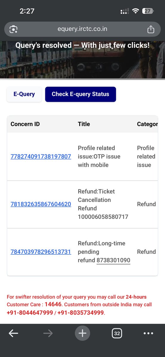 ak190732's tweet photo. @IRCTCofficial @RailwaySeva @RailMinIndia  My refund for PNR 8738301090 cancelled on 17 Nov is still not received. Transaction ID 100006058580717. Customer care and email have not helped. Please escalate. Username Ak190732. https://t.co/hIpOOLXmIL