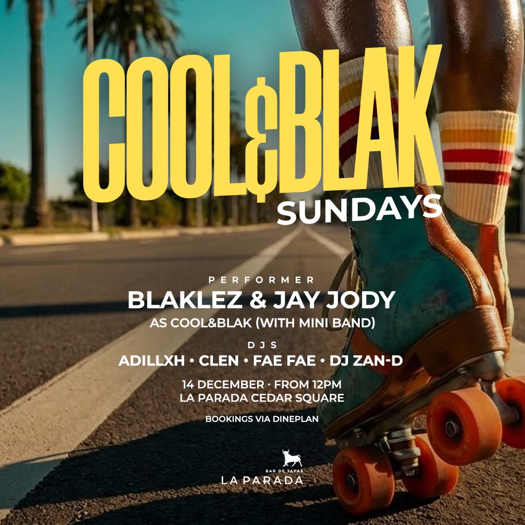 DjClenSA's tweet image. Cool &amp;amp; Blak

Performance by @OriginalJayJody &amp;amp; @Blaklez 

14 Dec Sunday