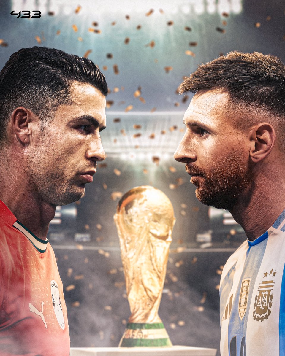 433's tweet image. 𝐎𝐍𝐄 𝐋𝐀𝐒𝐓 𝐃𝐀𝐍𝐂𝐄 🥺🕺

If 🇵🇹 and 🇦🇷 top their groups and win their Round of 32 and Round of 16 games, Lionel Messi and Cristiano Ronaldo will face each other in the 𝐖𝐨𝐫𝐥𝐝 𝐂𝐮𝐩 𝐪𝐮𝐚𝐫𝐭𝐞𝐫-𝐟𝐢𝐧𝐚𝐥𝐬 😍⚔️