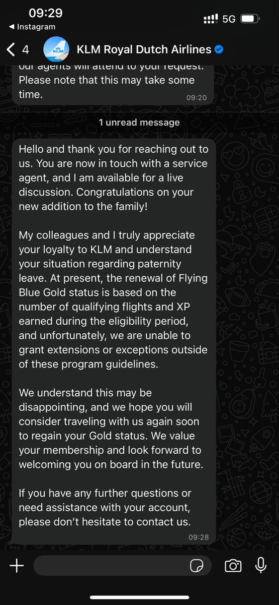 thomasRjullien's tweet photo. Disappointing from
@KLM . Asking to keep my status because I was on paternity leave, but got denied the request. https://t.co/3Sz4uhvJSp