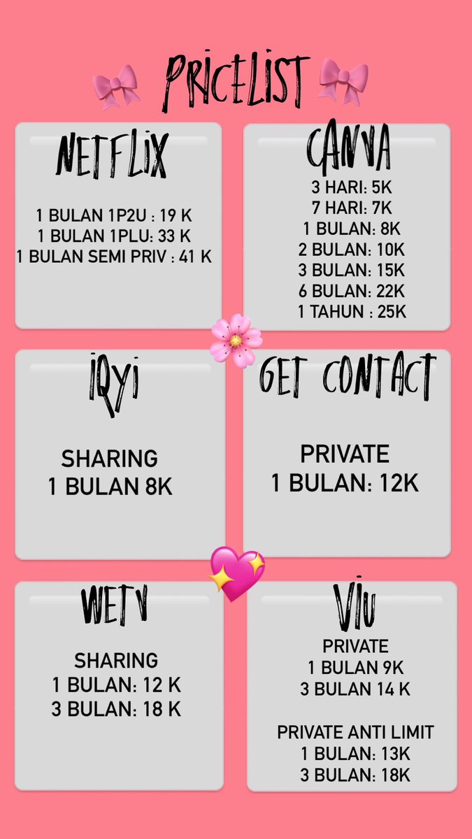kezvras's tweet photo. WTS 🎀
> NETFLIX
> CANVA
> IQYI
> GET CTC
> WETV
> VIU
#zonauang️ https://t.co/kTBr7HWI3Z