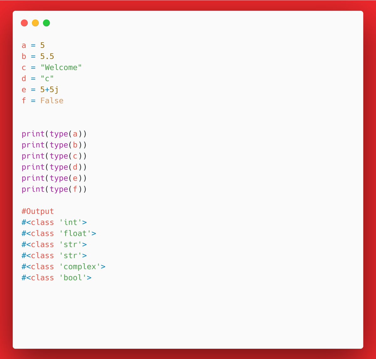 Trader_Sayeed's tweet image. Python Basic Data Types

#Python #coding  #CodingJourney