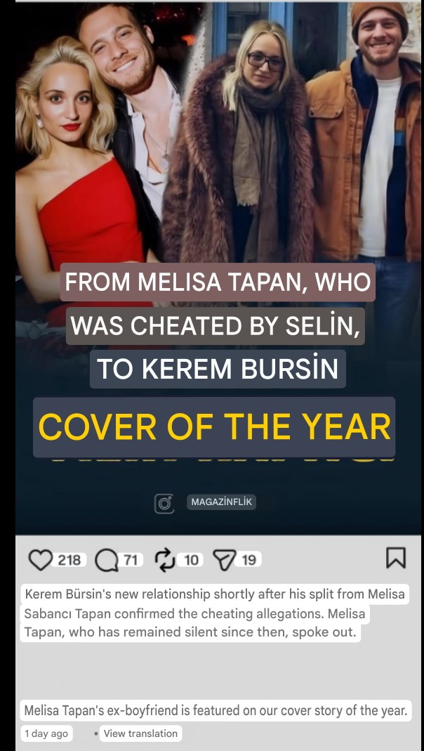 feeliipaa_00's tweet photo. It seems Melisa Sabanci has confirmed what is an open secret in Istanbul, according to magazines: @KeremBursin cheated on Melisa with the prosti^^^^ Selin #KeremBürsin 🤭🤣🤣🤣 https://t.co/vLfp2cQszG
