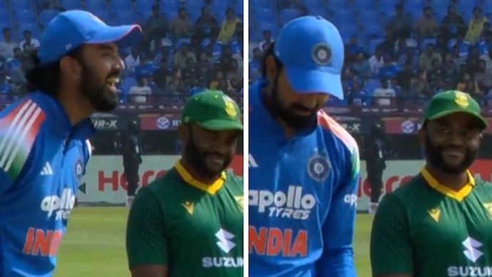 word_visible's tweet photo. Took 21 attempts but YES — India wins the toss! 😂😉
KL Rahul sends SA in to bat first at Vizag 🇮🇳💥
#TeamIndia #INDvSA #3rdODI
Shreyas Iyer
 #JioHotstar 3rd ODI https://t.co/tUK4l4L9Vy