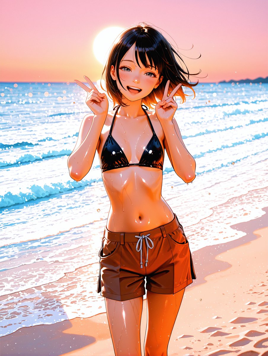 nikky_777s's tweet photo. 今日もいい一日だったね!
日替わりサンセットビーチシリーズ、今日の子です♪
「ねぇ、帰る前に撮って!ピース!」
Original SFW anime art. Purely fictional. No NSFW.
#AISunset #BeachVibes #AIart #AI美女 https://t.co/jax14yHEsv