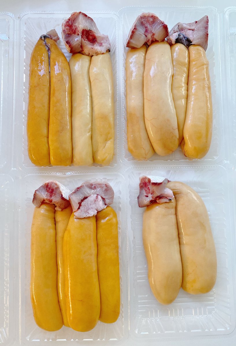 先日作ったカラスミが美味しくて、「もう季節じゃないし来年また作りたいなぁ」なんて言ってたら、彼女さんがどこからとも無く仕入れて来てくれた✨
6キロも😂
そしてちょっと手違いで2キロ追加されて合計8キロ😂😂😂