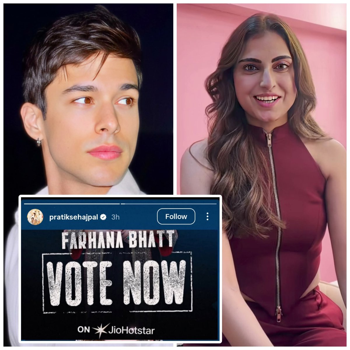 Celebrity_Tak's tweet photo. #PratikSehajpal makes a vote appeal for #FarrhanaBhatt

#FarrhanaRebellions #Bahana 
#AbhiHana #FarrhanaForTheWin https://t.co/XGnbya3K2N