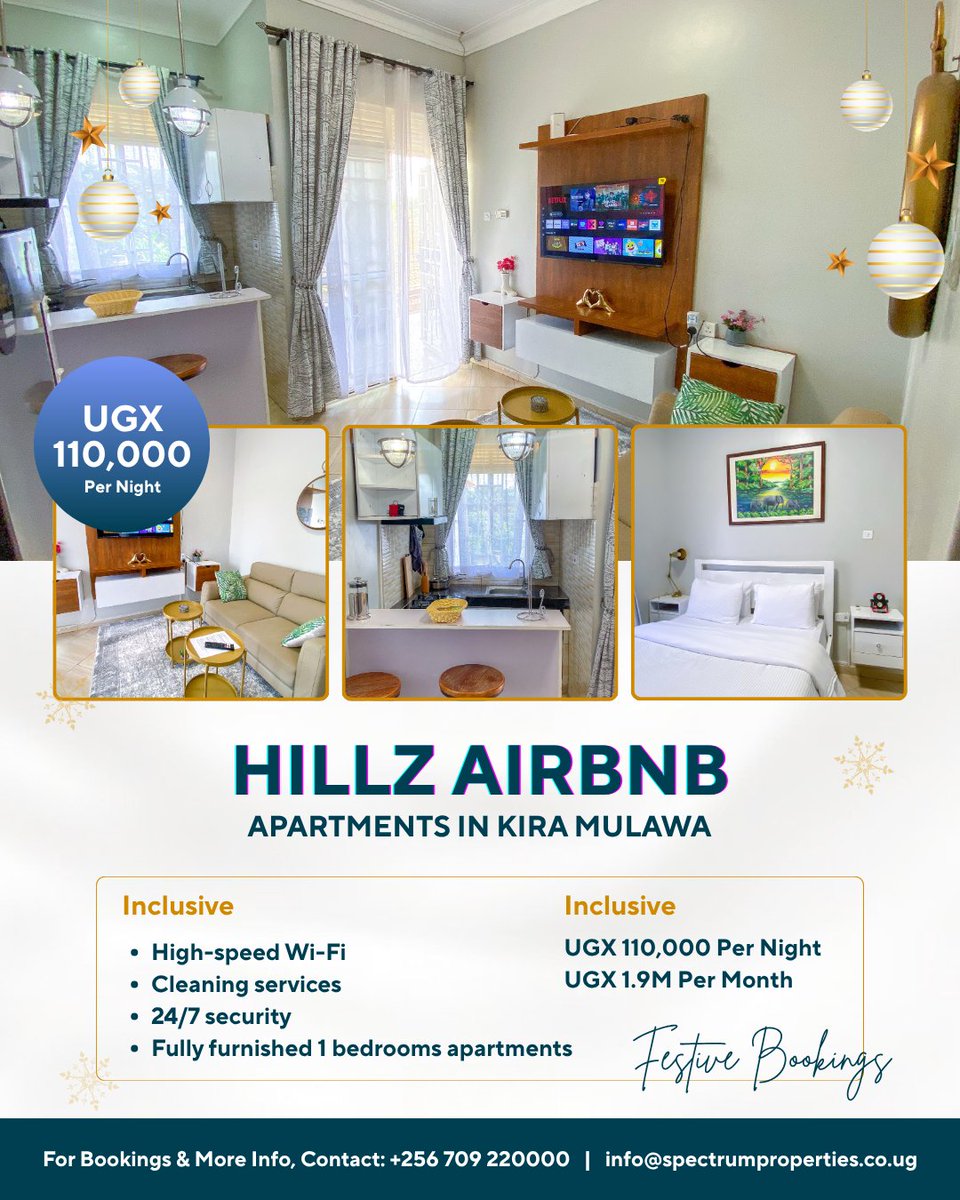Hillz Airbnb Apartments - Kira Mulawa
Modern 1 Bedroom | Fully Furnished &amp; Luxurious

☎️ For Bookings
Call/WhatsApp: 0709220000

#airbnb