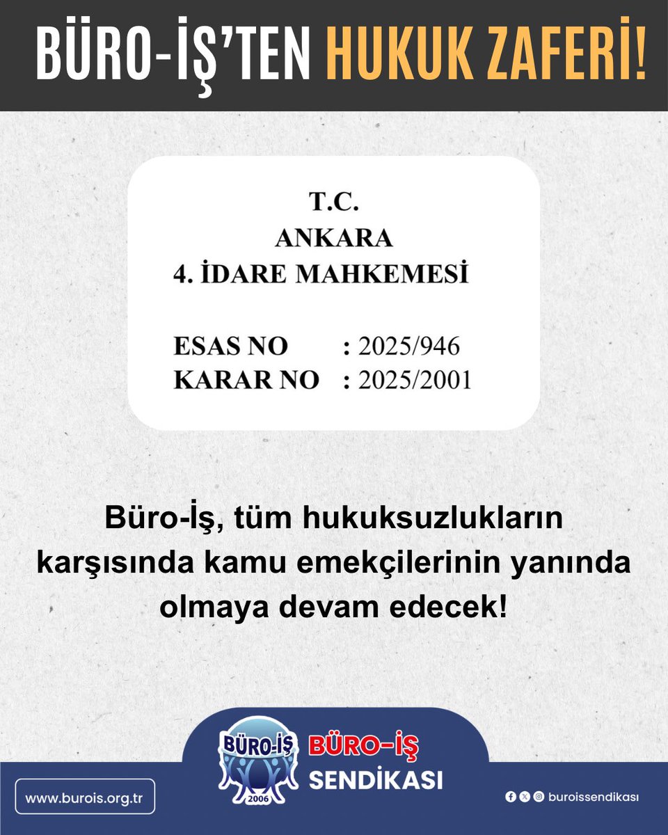 Büro-İş, tüm hukuksuzlukların
karşısında kamu emekçilerinin yanında
olmaya devam edecek!

#gençlikvesporbakanlığı #kyk #krediyurtlarkurumu