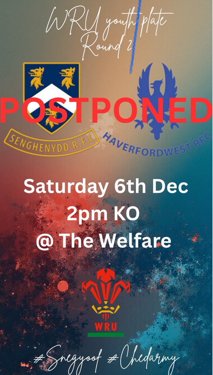 Unfortunately the weather has gotten the better of us today! Fixture rearranged for 13th December 🟦🟥