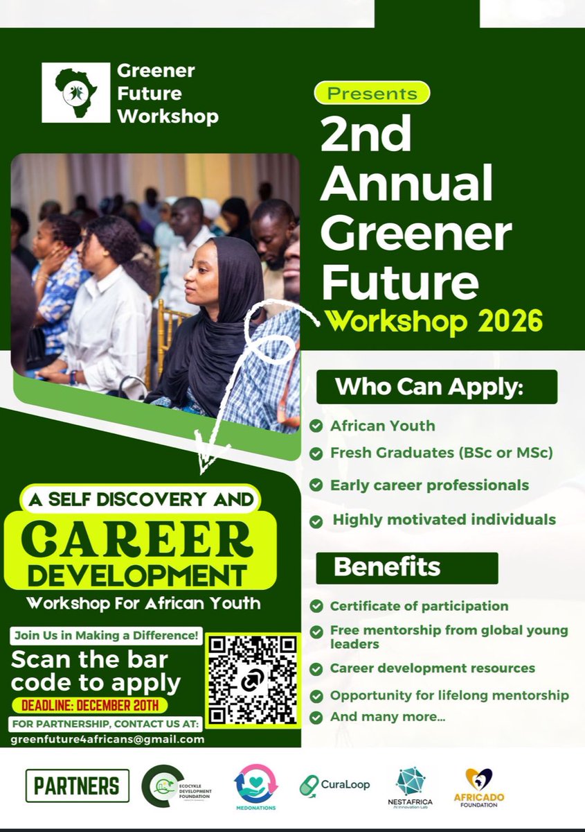 I heard it’s a year long mentorship program for young professionals and fresh graduates from Africa.

Apply if you’re ready to put in the hours.

docs.google.com/forms/d/e/1FAI…

Good luck 🍀 and share this with someone.