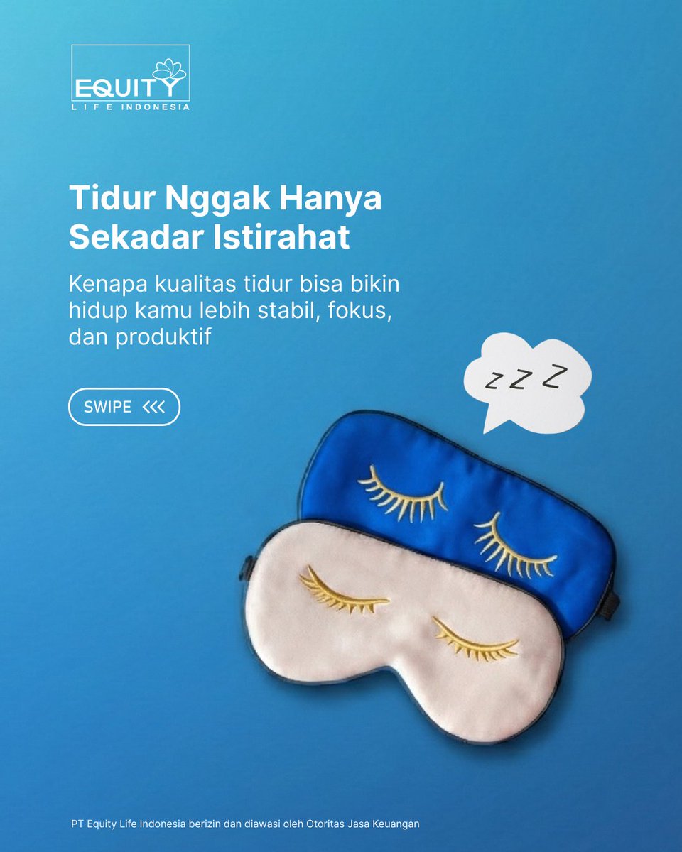 EquityLifeInd's tweet photo. Pernah nggak sih kamu udah tidur cukup lama… tapi tetap bangun dalam keadaan lelah? 🥱
Bisa jadi, yang kurang bukan durasinya, tapi kualitas tidurnya. https://t.co/NpgCu1EIv5