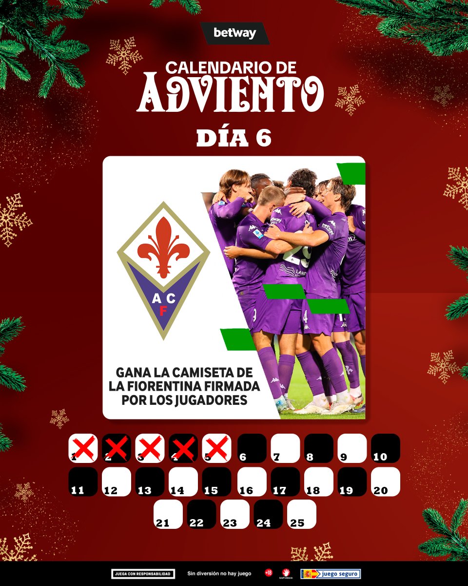 betwayes's tweet photo. 𝐃𝐈́𝐀 𝟔 𝐂𝐀𝐋𝐄𝐍𝐃𝐀𝐑𝐈𝐎 𝐃𝐄 𝐀𝐃𝐕𝐈𝐄𝐍𝐓𝐎🎁

La Fiorentina atraviesa un momento delicado en la Serie A y necesita victorias para alejarse de la zona del descenso. Sorteamos una camiseta firmada por los jugadores del primer equipo 'viola'.

¿𝐐𝐮𝐞́ 𝐭𝐢𝐞𝐧𝐞𝐬 𝐪𝐮𝐞 𝐡𝐚𝐜𝐞𝐫 𝐩𝐚𝐫𝐚 𝐩𝐚𝐫𝐭𝐢𝐜𝐢𝐩𝐚𝐫?

1. Seguir a Betway en la red social que veas esta publicación.

2. Dar MG o RT a la publicación.

3. Mencionar a un amigo en comentarios (cuantas más veces comentes, más posibilidades tienes de ganar)

El sorteo acaba a las 17:00 de la tarde de hoy.

Sorteo para mayores de +18 años*
8 min