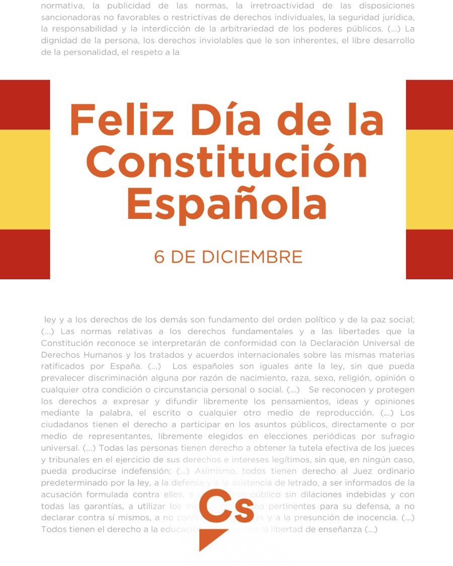 Hoy celebramos el #DíaDeLaConstitución agradeciendo a quienes eligieron pacto, acuerdo y libertad.

Defenderla no va de banderas, va de combatir la corrupción, frenar abusos de poder y proteger la convivencia que nos unió.

Porque la democracia se construye cada día 🇪🇸