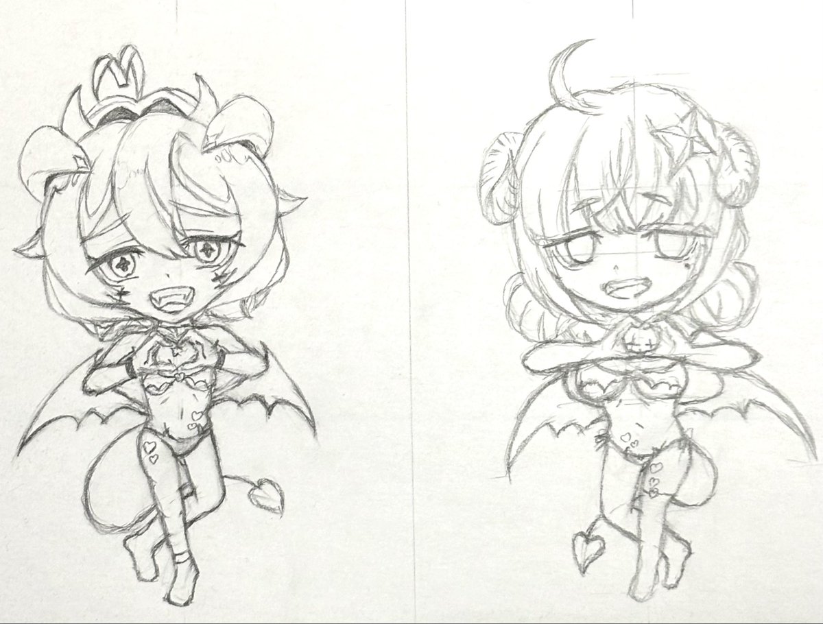 LDLandHDL's tweet photo. 冬コミのグッズのデフォルメイラストを
描き始めました〜
完成するかな？
#まほあこ
#c107
#デフォルメ https://t.co/KLVyNlJBHB
