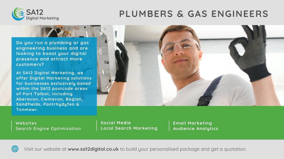 sa12digital's tweet photo. #plumber or #gasengineer in #porttalbot? Boost your #digitalmarketing and online presence to attract more leads and customers. 👍🏻 Visit our website at ➡️ https://t.co/v3kduO6mOt to build your personalised digital marketing package and to get a quotation. 💬 https://t.co/opvUEvnGmc