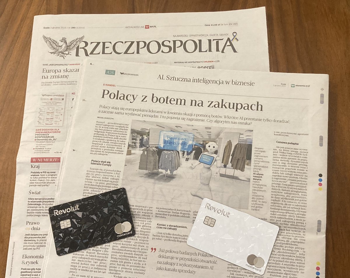 StefanBogucki's tweet image. Revolut Money Report: Poles use AI to prepare for Xmas 🇵🇱 AI pomaga Polakom w świątecznych zakupach 🎁 @rzeczpospolita thank you for covering us 🙏 #Revolut #Shops #AI (vide link) archiwum.rp.pl/artykul/154478…