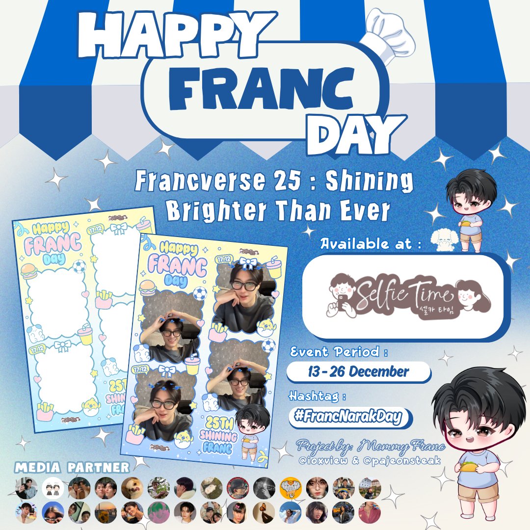 ioxview's tweet image. ⋆✴︎˚｡ Francverse 25 ｡˚✴︎⋆
Shining Brighter Than Ever

Celebrate Franc's 25th birthday through our special photobooth event! 💙✨️

🗓 13‐26 December 2025
📍@selfietimeid
#️⃣ #FrancNarakDay

Project by : @ioxview &amp;amp; @pajeonsteak

#ShiningAt25WithFRANCday | #francnrp