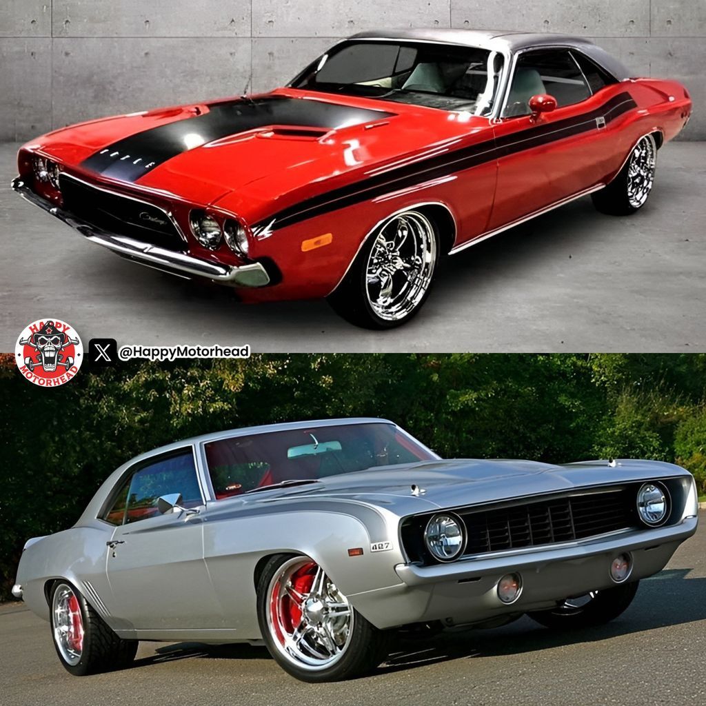 HappyMotorhead's tweet image. 1971 Dodge Challenger R/T
🔸️ OR 🔸️
1969 Chevrolet Camaro COPO 

👉 Two of the most menacing muscle cars ever built, both restomodded to perfection.

Drop your pick and tell us why! 🔥

#MuscleCar #DodgeChallenger #ChevyCamaro #ClassicCars #Restomod #Mopar #Bowtie #CarCulture