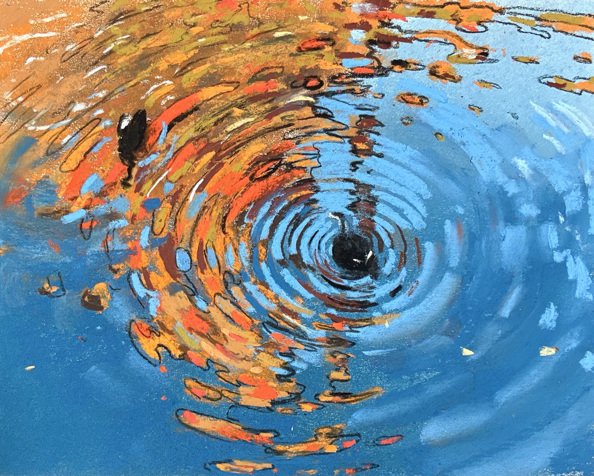 パステルで描いた秋の井の頭公園