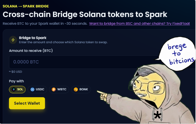 Solana → Spark btc Bridge on <a href="/luminexio/">Luminex</a>
Cross chain Bridge from @Solana tokens to @Spark
Receive BTC to your Spark wallet in ~30 seconds

How it works 💻

Enter the amount to swap, Luminex generates a Lightning invoice to your Spark wallet, you sign the Solana transaction, and