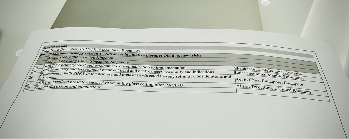 #ESMOAsia25 

Packed room for #RadiationOncology session! 

Such a strong line up of speakers! 
<a href="/_ShankarSiva/">Shankar Siva</a> 
Dr Luis Jacomina
<a href="/drkevin_chua_lm/">Kevin Chua</a> 
<a href="/alison_tree/">Alison Tree 💙</a>