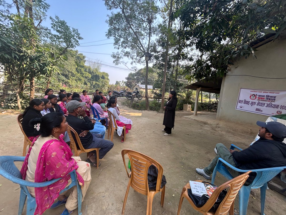 ‘बाल विवाहमुक्त नेपालः १०० दिने राष्ट्रिय अभियान २०८२’
कैलालीकाे मुक्त कमैया बस्तीमा ‘बालविवाहविद्ध सामुदायिक सपथ’

जेआरसिएन, बेस र राष्ट्रिय बालअधिकार परिषदकाे संयुक्त पहलमा
#बालविवाहमुक्तनेपाल
#100DaysCampaign <a href="/JustRightsIndia/">Just Rights</a>
