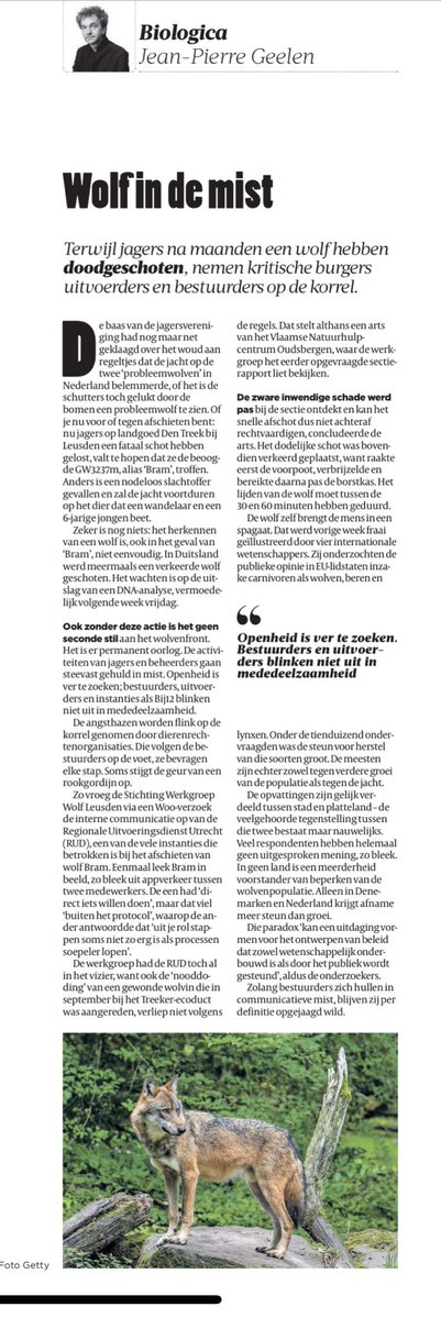 Mist rond de geraakte wolf. Lees ⁦<a href="/jpgeelen/">Jean-Pierre Geelen</a>⁩ ⁦<a href="/volkskrant/">de Volkskrant</a>⁩ 🐺📯