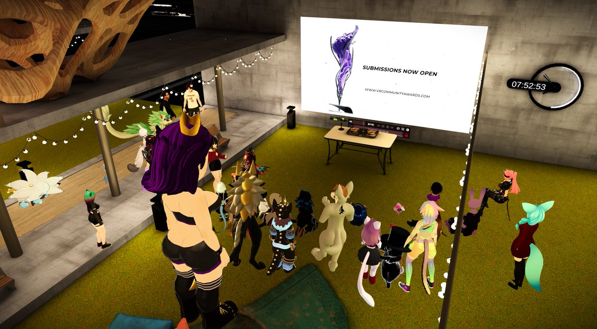 💠 #VRCommunityAwards 💠
Since #Vket starts today, I woke up at 6am to go for the <a href="/TheVRCAwards/">The VR Community Awards</a> Community Meet up! We saw a special announcement too!

If only timezones were not mismatched, then I'd see my friends more often. Oh, I also submitted applications :3

#VRChat