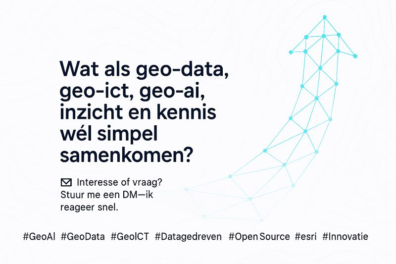 Wat als geo‑data, geo‑ict, geo‑ai, inzicht en kennis wél simpel samenkomen?

Na 15 mooie jaren bij MUG|Movares start ik volgende maand als mede‑eigenaar een nieuw, innovatief geo‑bedrijf. (Naam en propositie volgende maand meer)