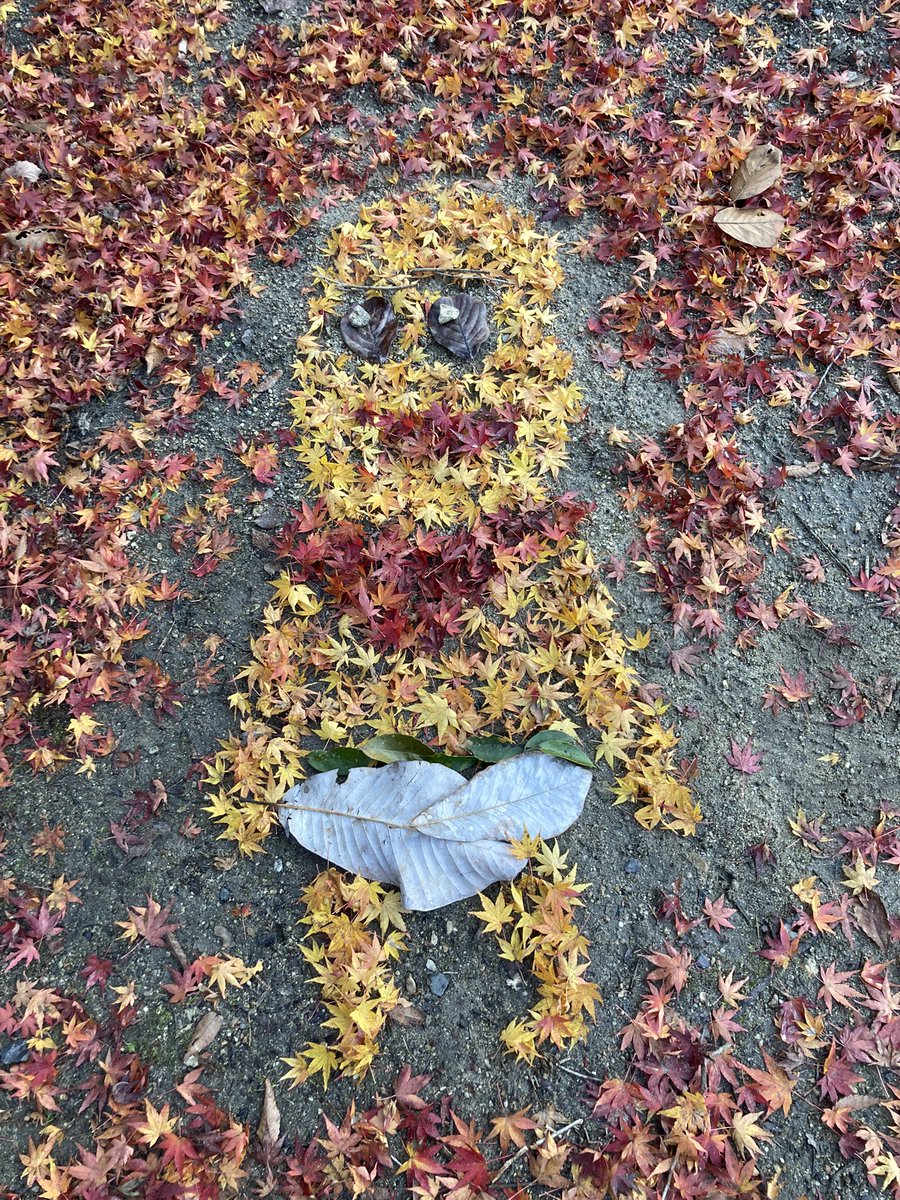 luck_mtg's tweet photo. 2時間くらいかけてぽこピー出来ました🍂
ぽんぽこちゃんが難しすぎて上手く出来ませんでしたが何とか完成しました！

#オシャレになりたいピーナッツくん 
#ぽこあーと
#落ち葉アート https://t.co/JOW5Xwefec